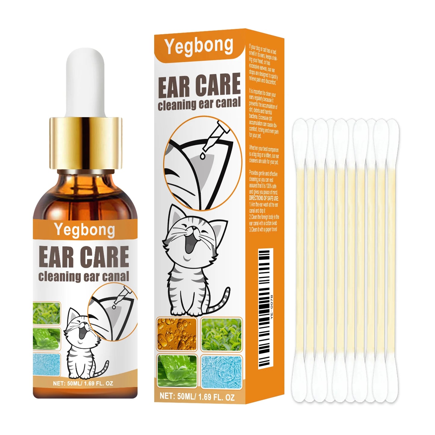 Cat and Dog Ear Cleaner with Swabs