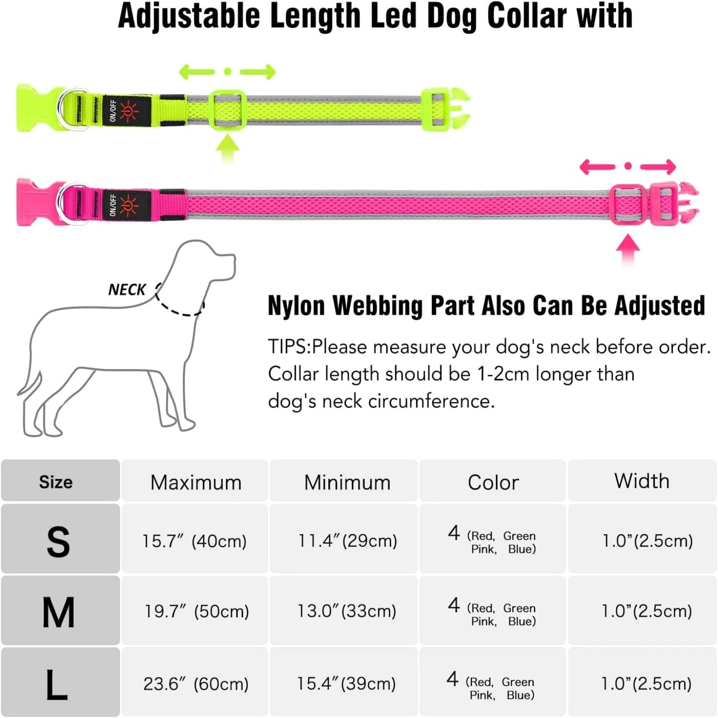 USB Rechargeable Light Up Dog Collar