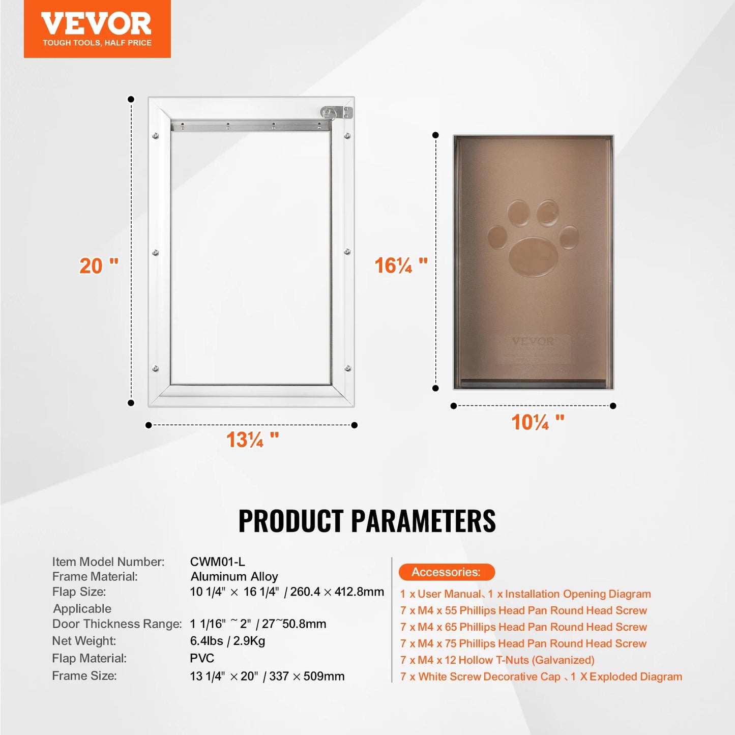 Locking Flap System, Weatherproof Doggy Door (med & lg)