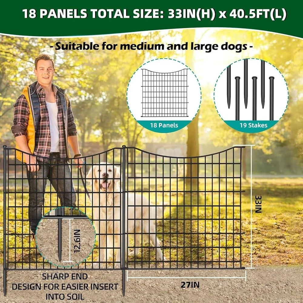 Easy Assemble Garden Dog Fencing with Gate, 18 Panels