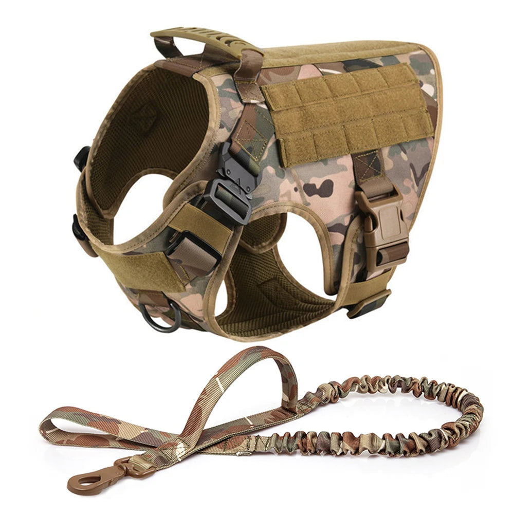 Large Dog Tactical Training Harness and Leash Set