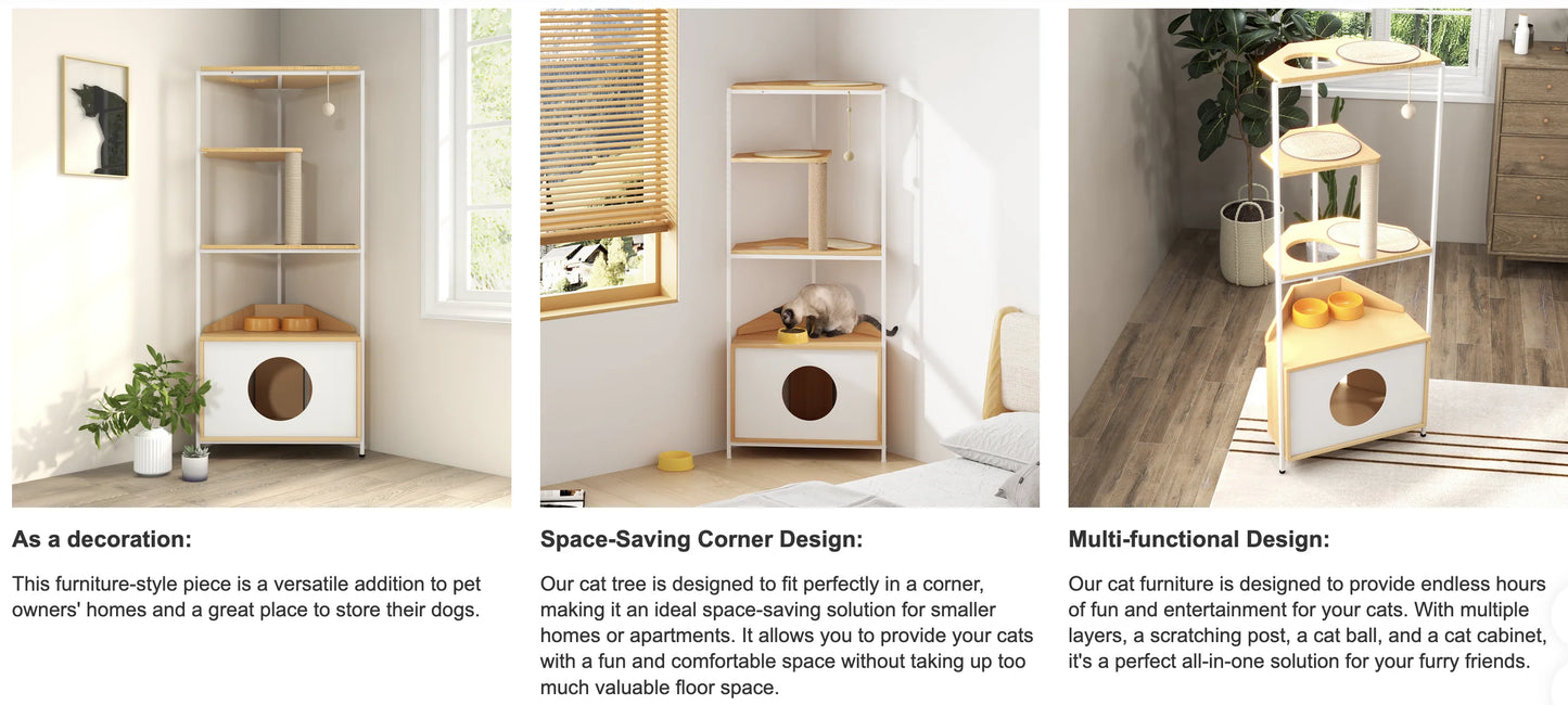 Indoor Corner Furniture Cat Tower Condo