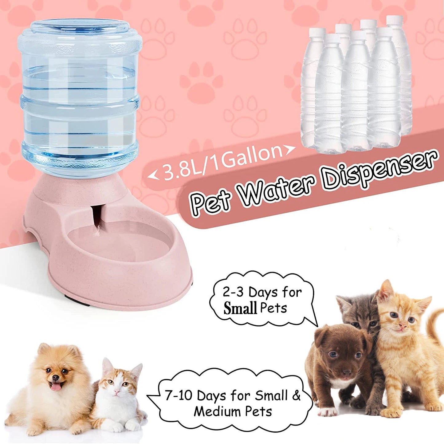 Large Capacity Automatic Food and Water Dispenser for Pets