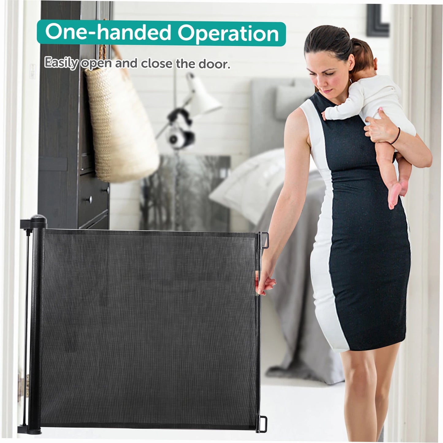 Indoor Retractable Pet Barrier Mesh Gate