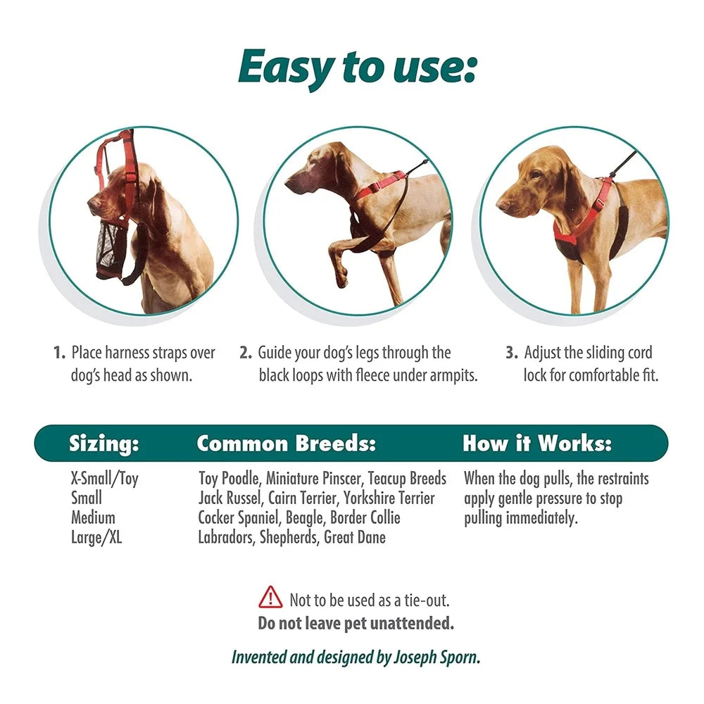 Non-Pulling Dog Harness with Storage Pouch, Adjustable and Reflective