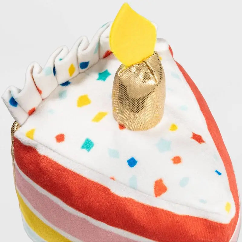 Birthday Cake Plush, Squeaky Crinkle Dog Toy