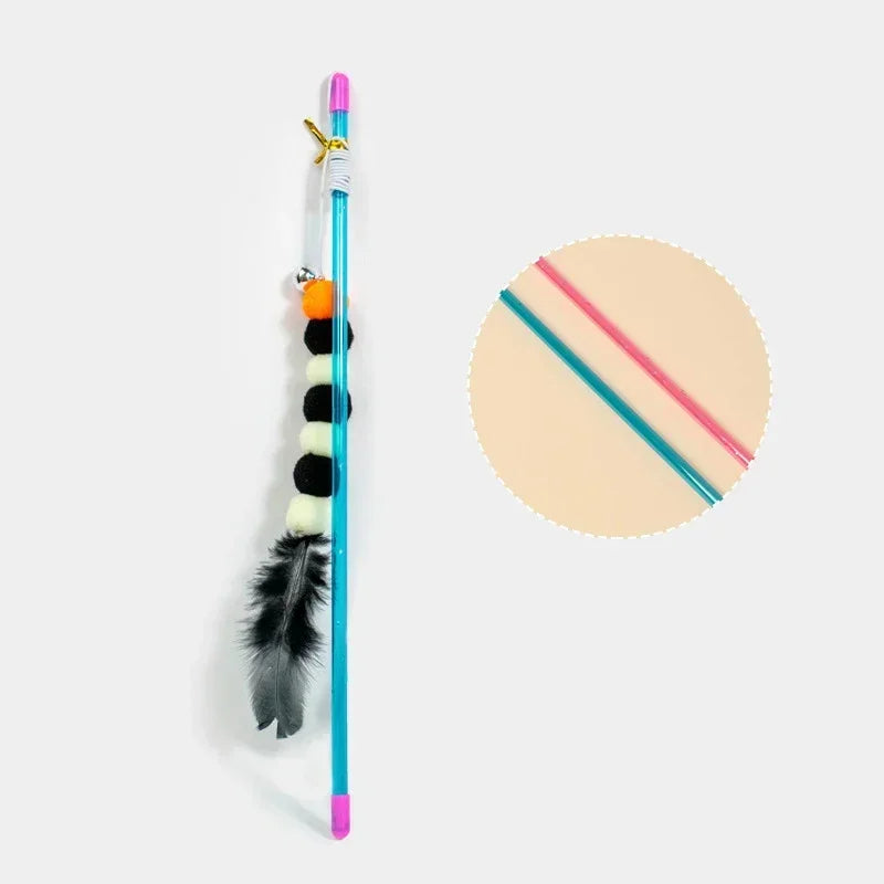 Interactive Feather and Bell Teaser Rod Cat Toy