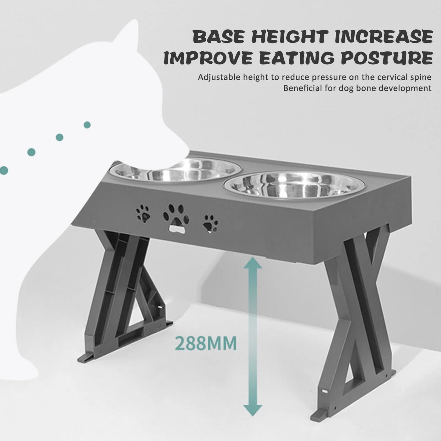 Stainless Steel Elevated Pet Bowls, Promotes Healthy Digestion