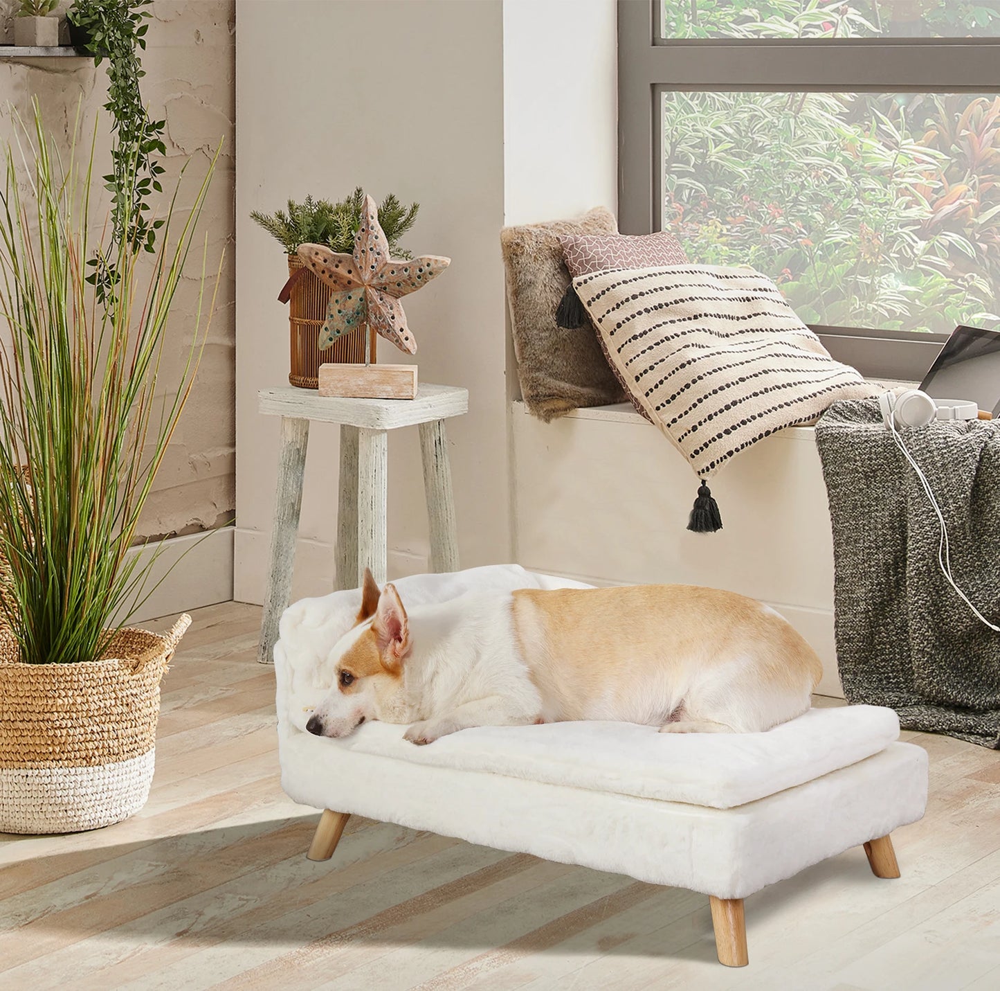 Elevated Sofa Pet Bed with Sturdy Wood Legs