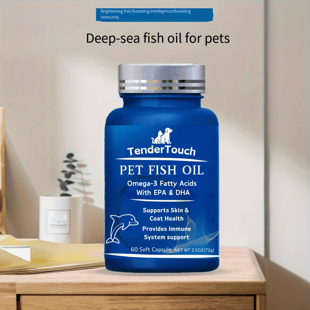 Shedding and Dry Skin Supplement for Cats and Dogs, 60 count Omega 3