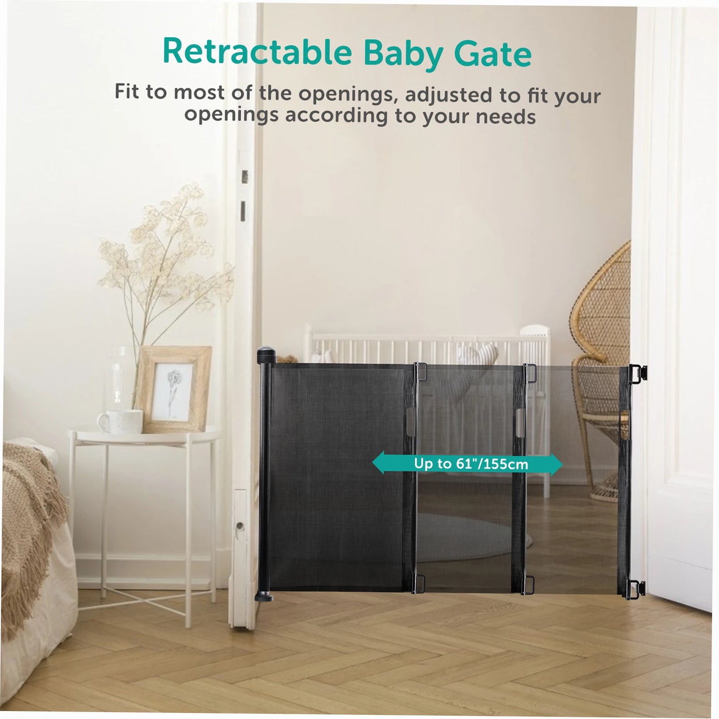 Indoor Retractable Pet Barrier Mesh Gate