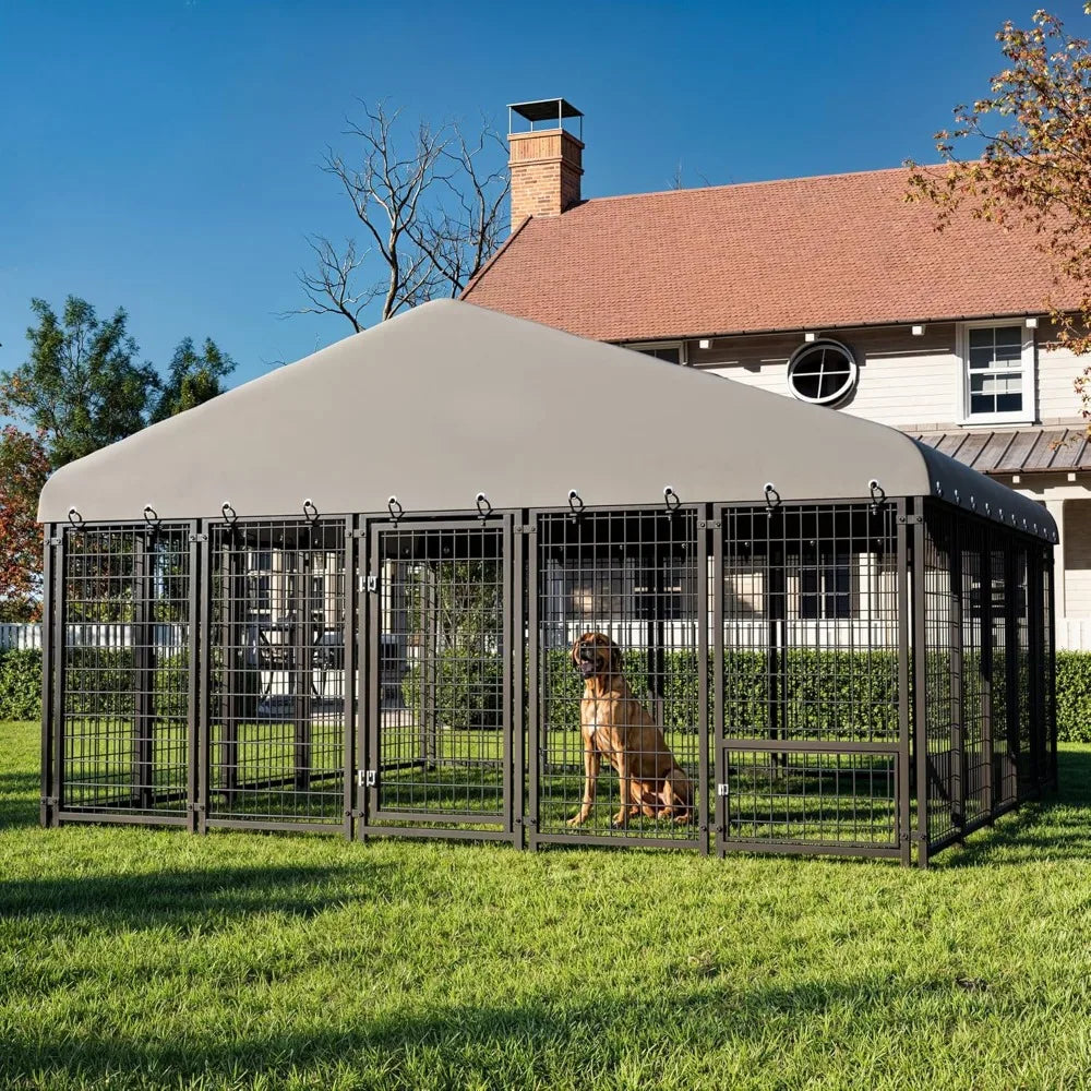 Outside Heavy-Duty Dog Cage with Roof and Double Lock