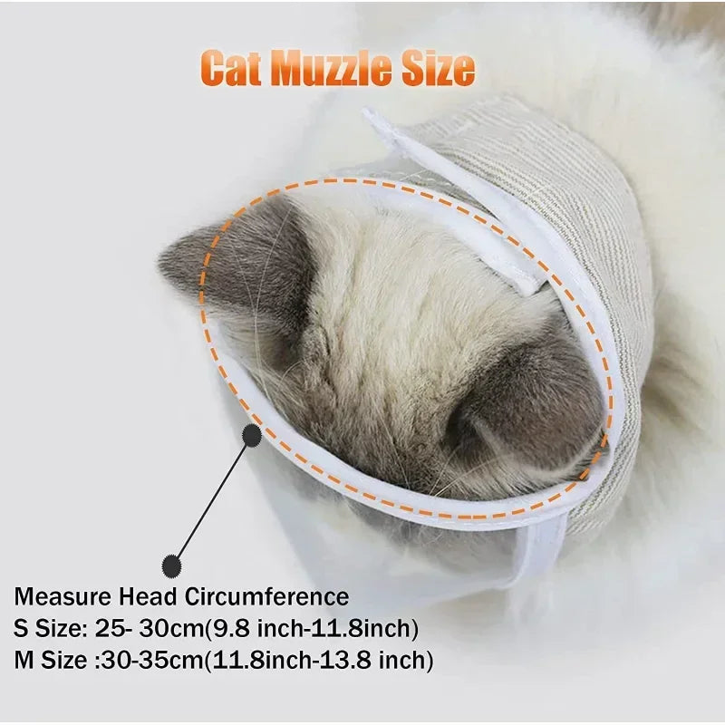 Bathing and Grooming Tool, Breathable Cat Muzzle