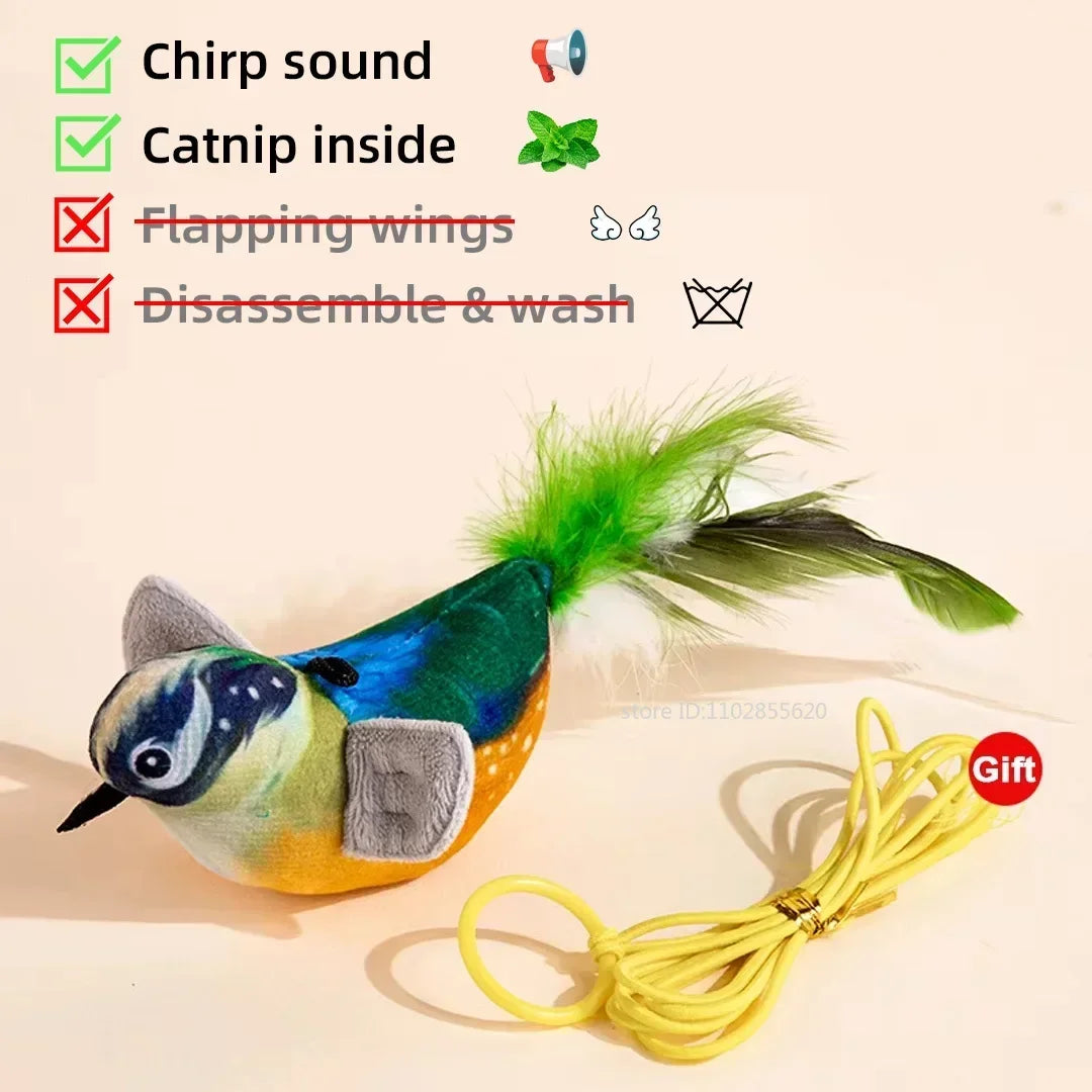 Touch Activated Chirping Bird, Interactive Cat Toy