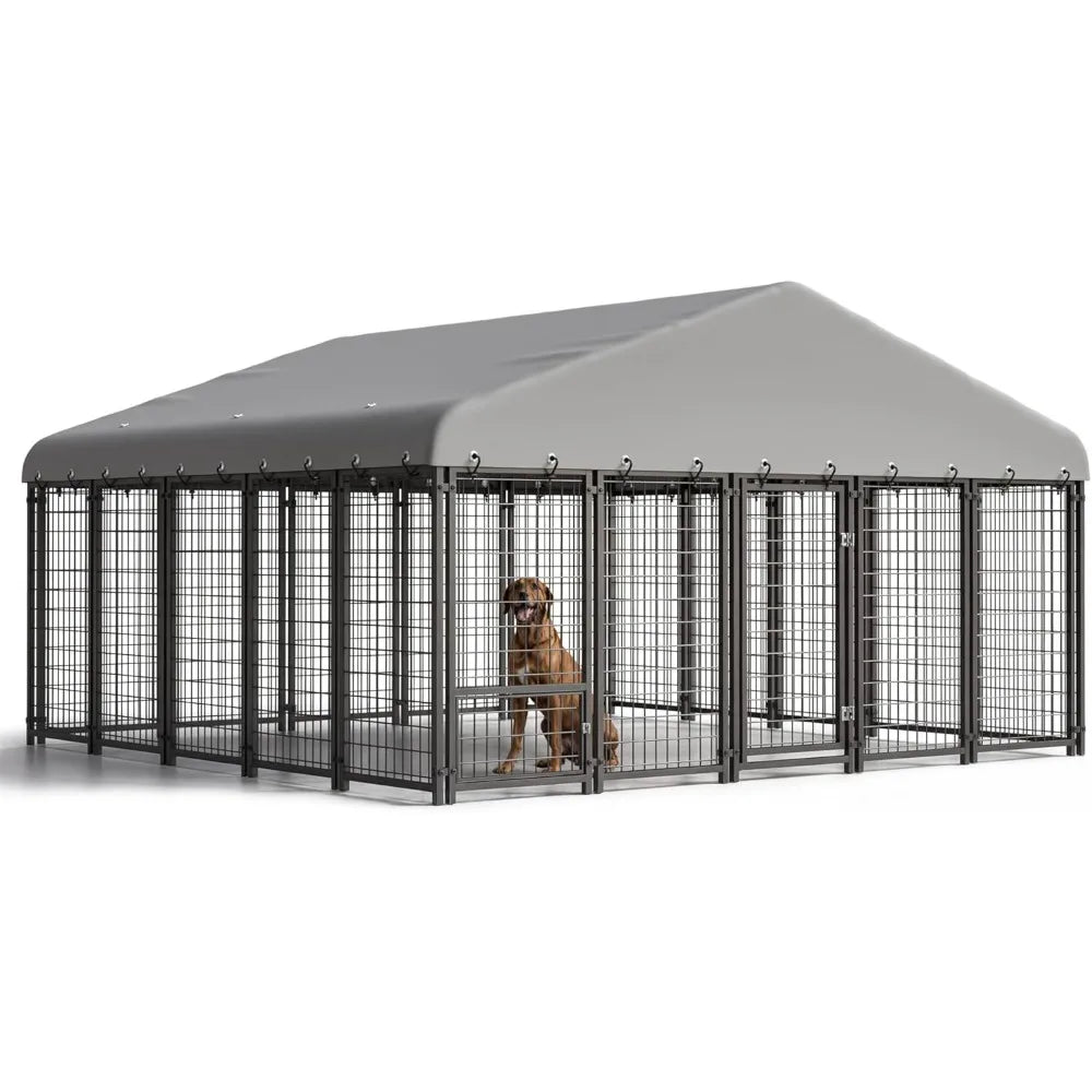 Spacious Heavy-Duty Outdoor Dog Enclosure w/Cover