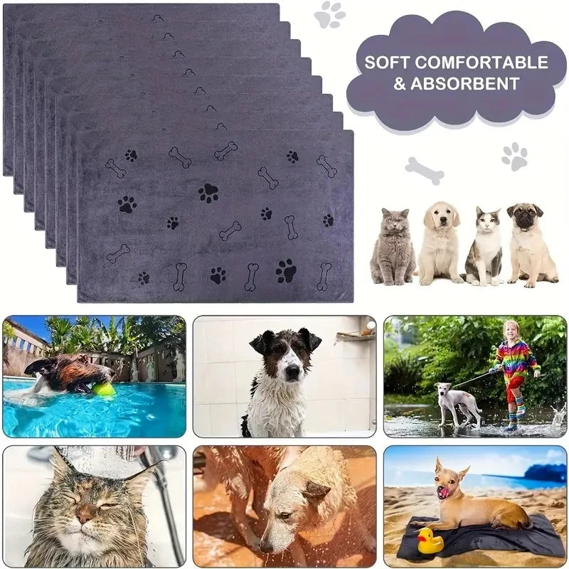 Absorbent Microfiber Pet Bath Towels, 2pc
