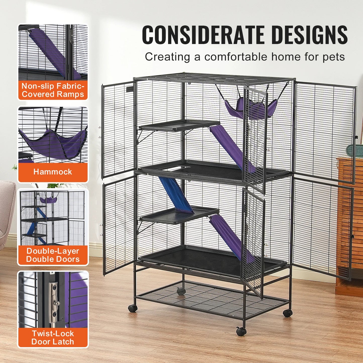 4-Tier Rolling Metal Critter Cage