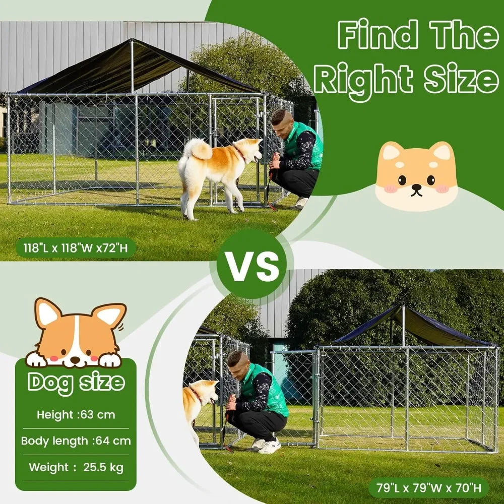 Heavy Duty Outdoor Pet Enclosure with Secure Lock (6.56‘x 6.56’)