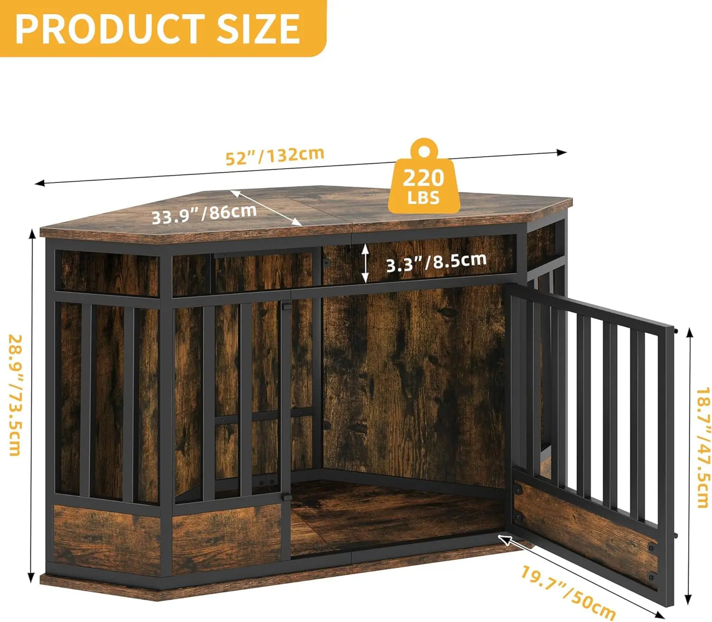 Large Breed Indoor Dog Kennel Furniture, 52 inches
