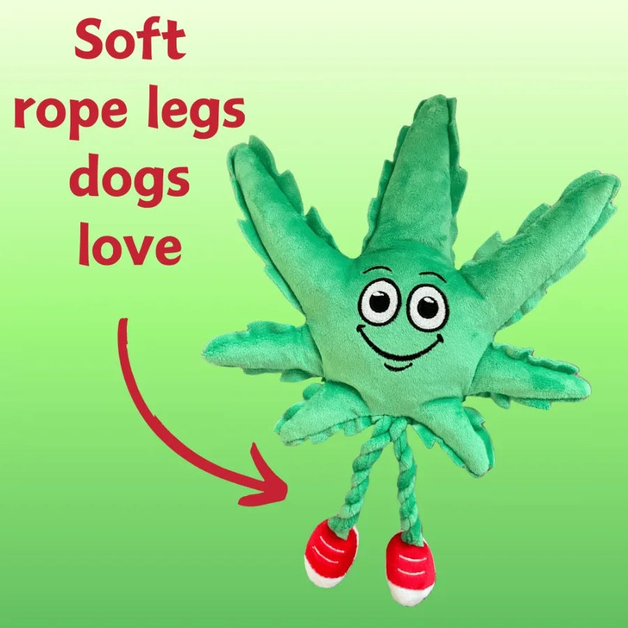 Funny Novelty Weed Leaf Squeaky Dog Toy