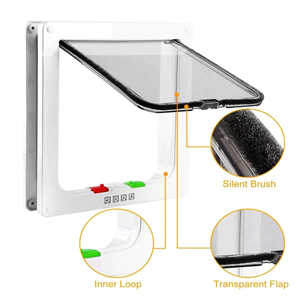 In & Out Weatherproof 4 Way Security Lock Pet Door Flap