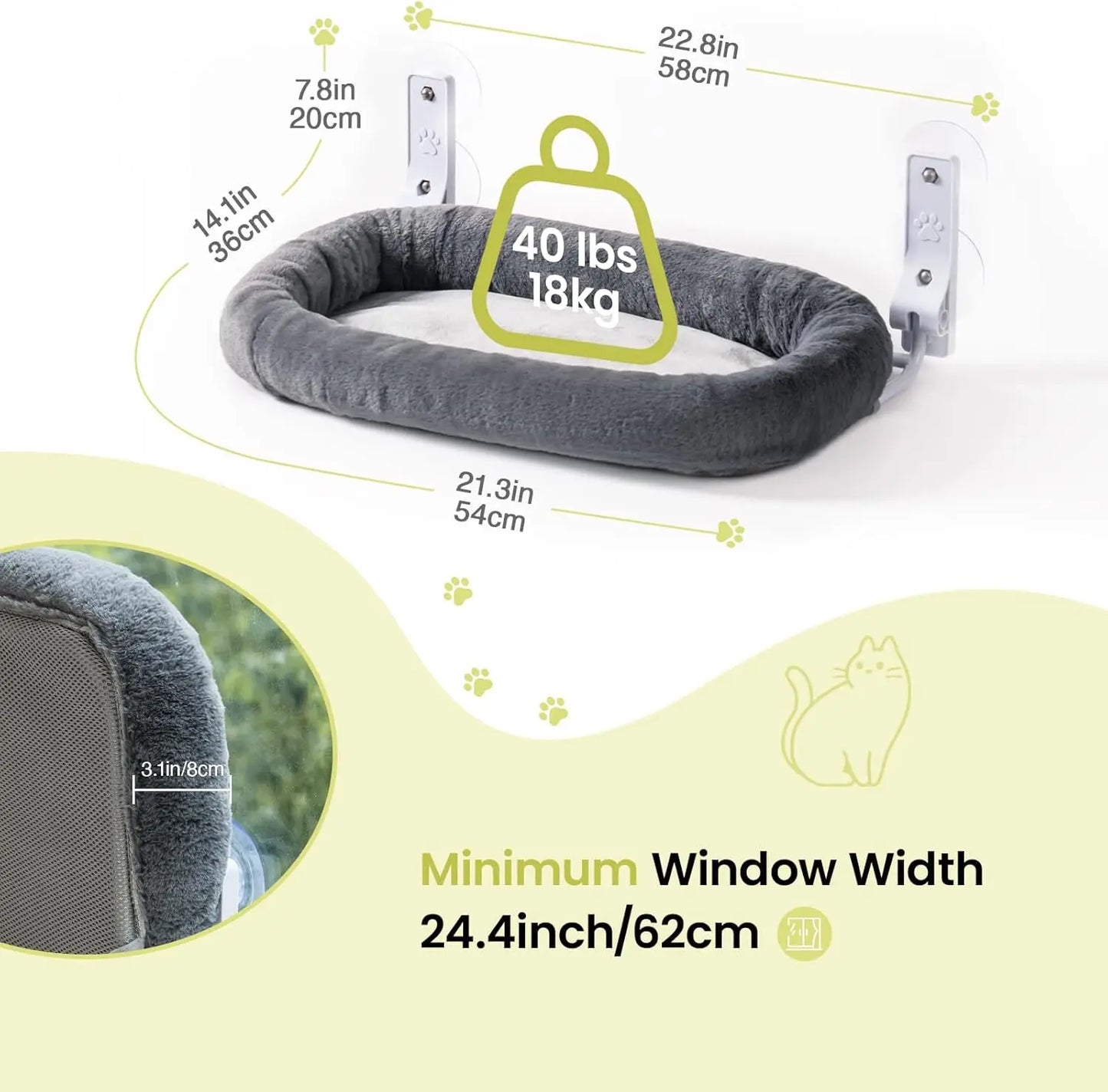Foldable Cat Window Hammock with Removable Cover