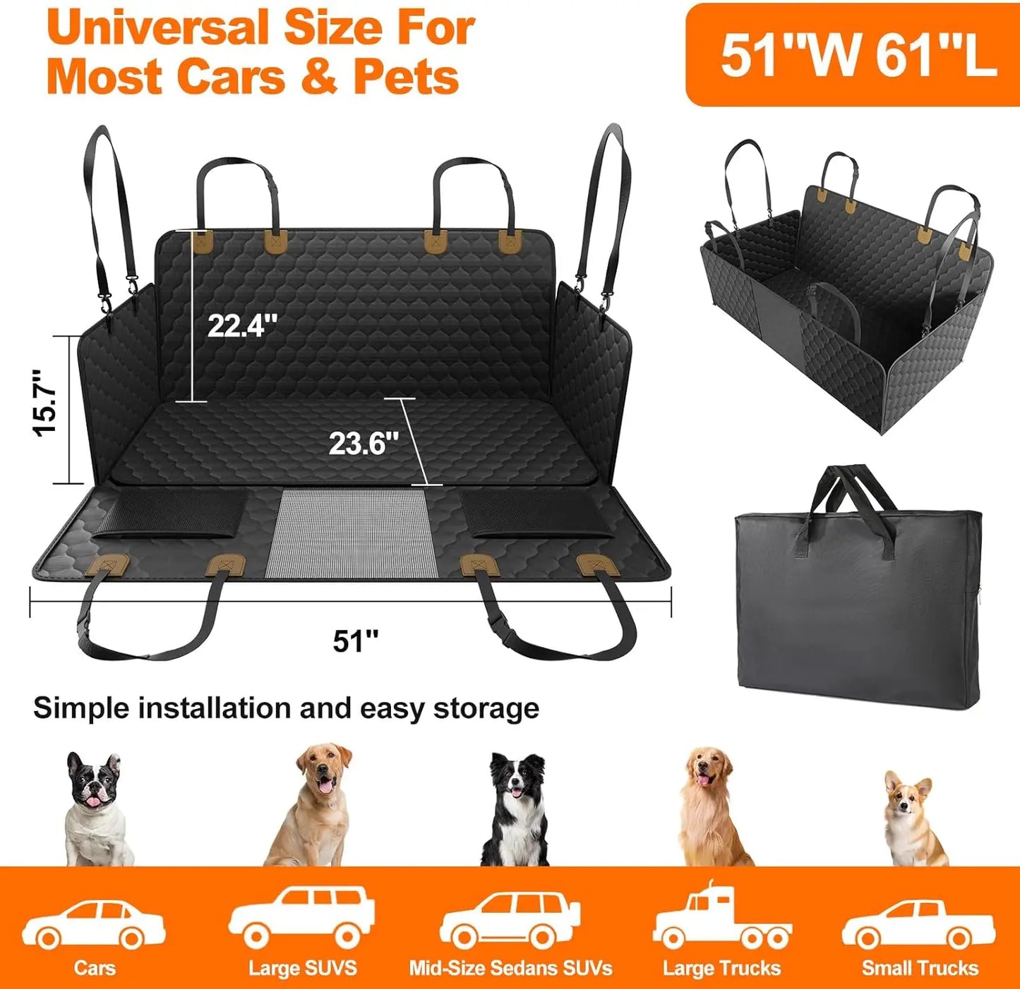 Back Seat Safety Hammock for Dogs