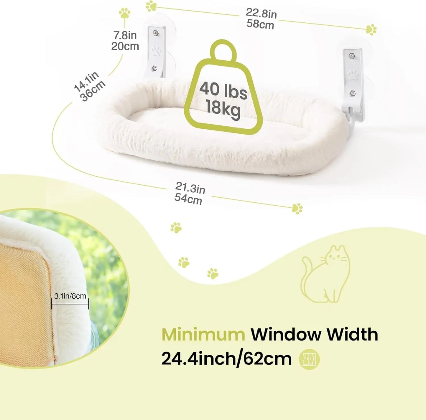 Foldable Cat Window Hammock with Removable Cover