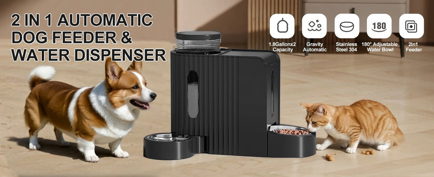Automatic Gravity Pet Feeder and Water Dispenser