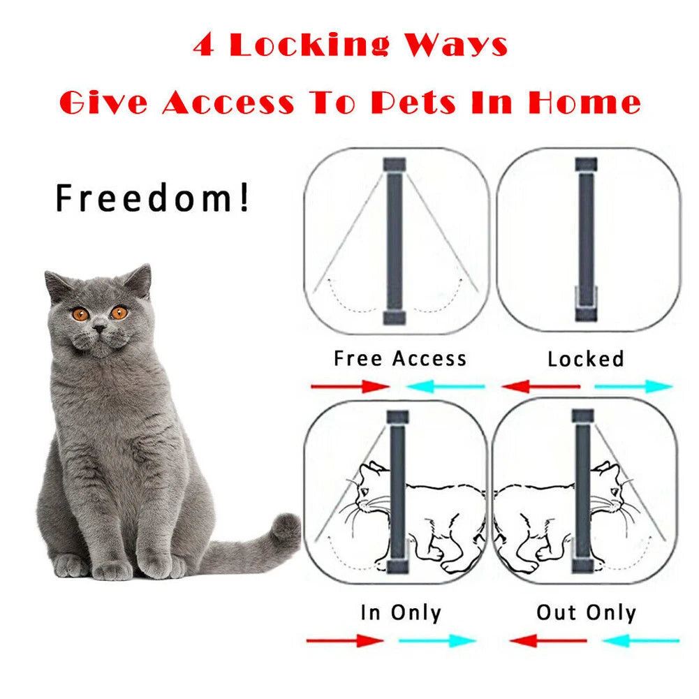 In & Out Weatherproof 4 Way Security Lock Pet Door Flap