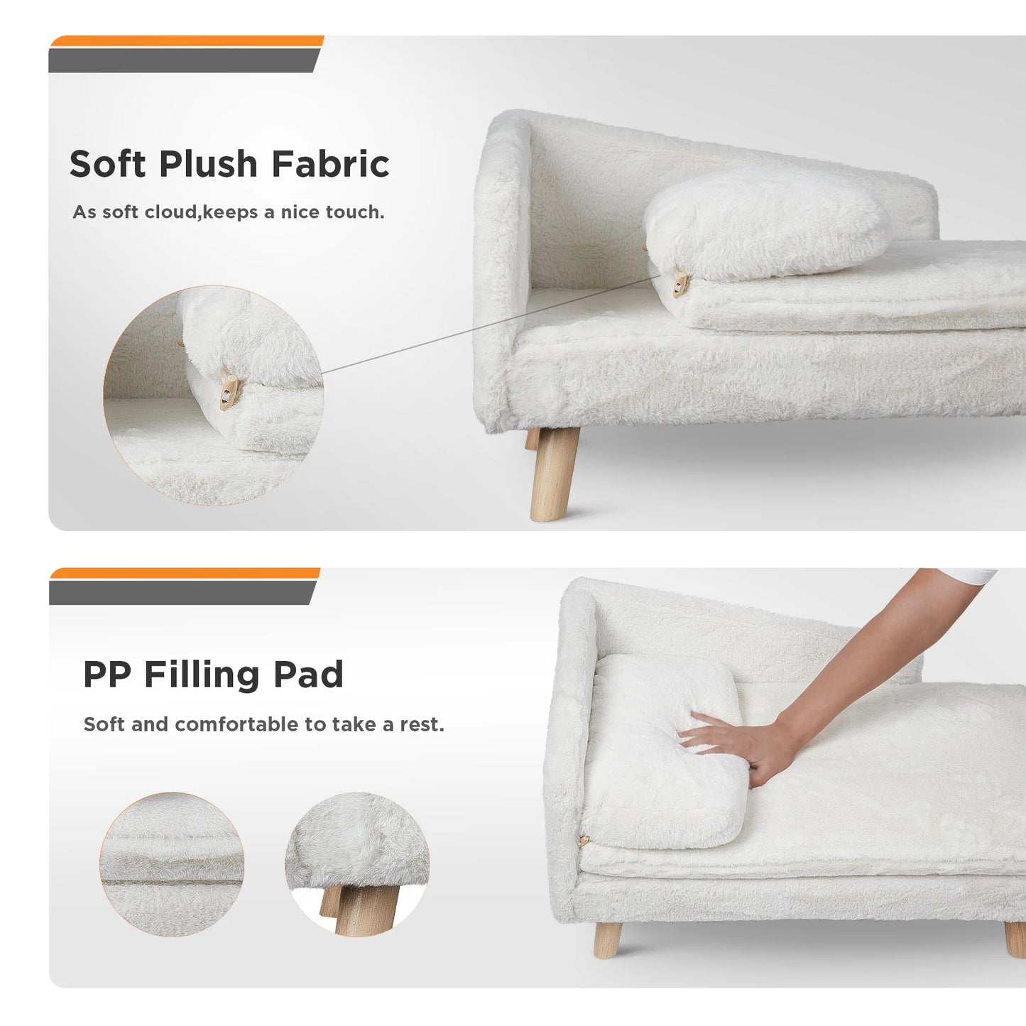 Elevated Sofa Pet Bed with Sturdy Wood Legs