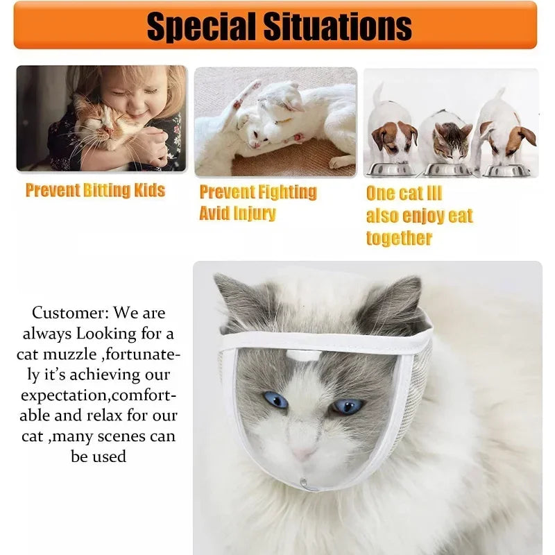 Bathing and Grooming Tool, Breathable Cat Muzzle