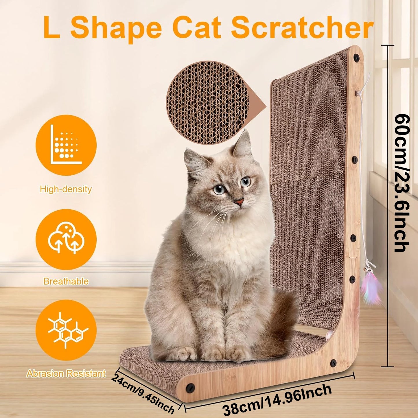 Indoor Cat Scratching Post, L Shape
