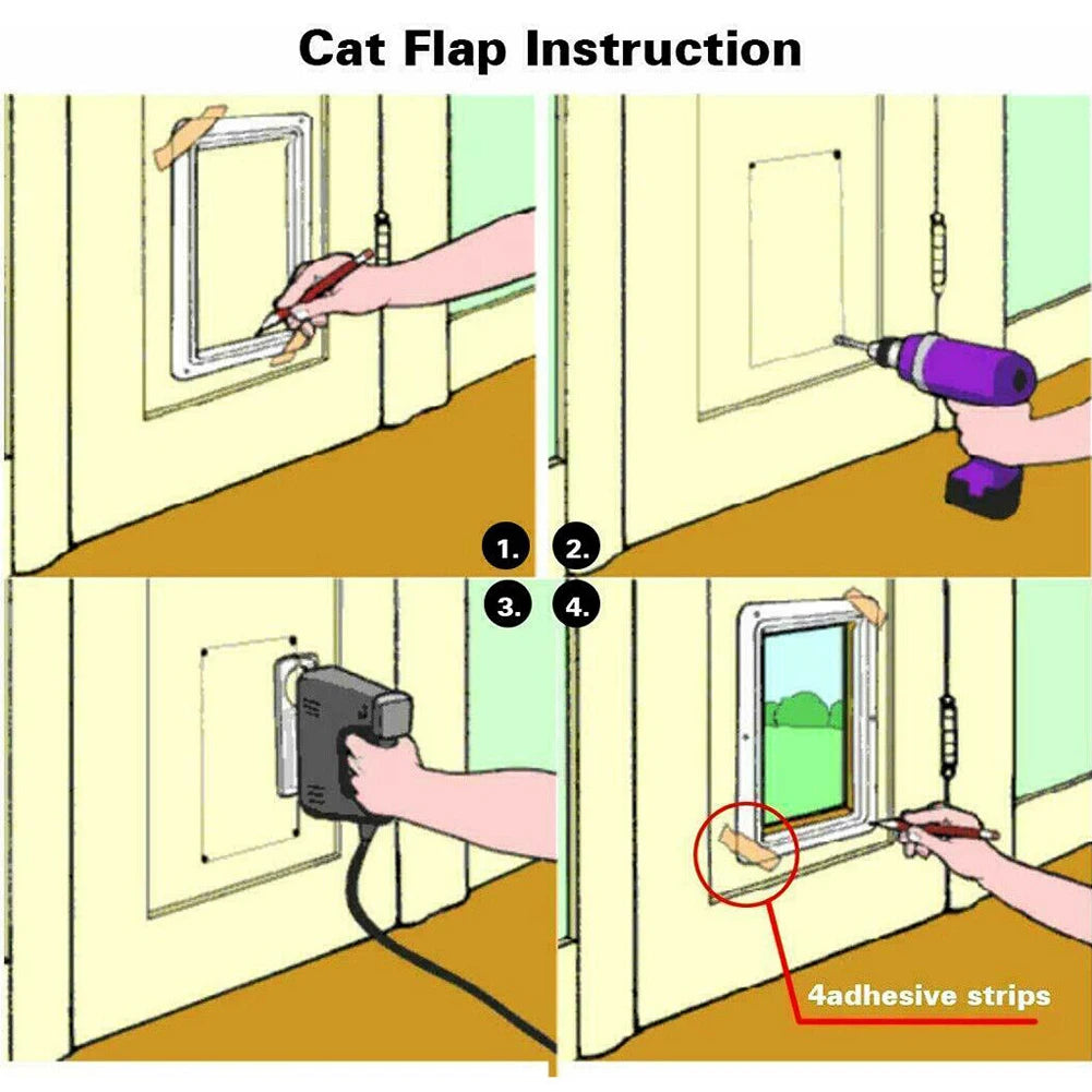 In & Out Weatherproof 4 Way Security Lock Pet Door Flap