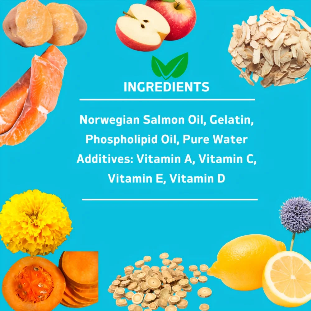 Shedding and Dry Skin Supplement for Cats and Dogs, 60 count Omega 3