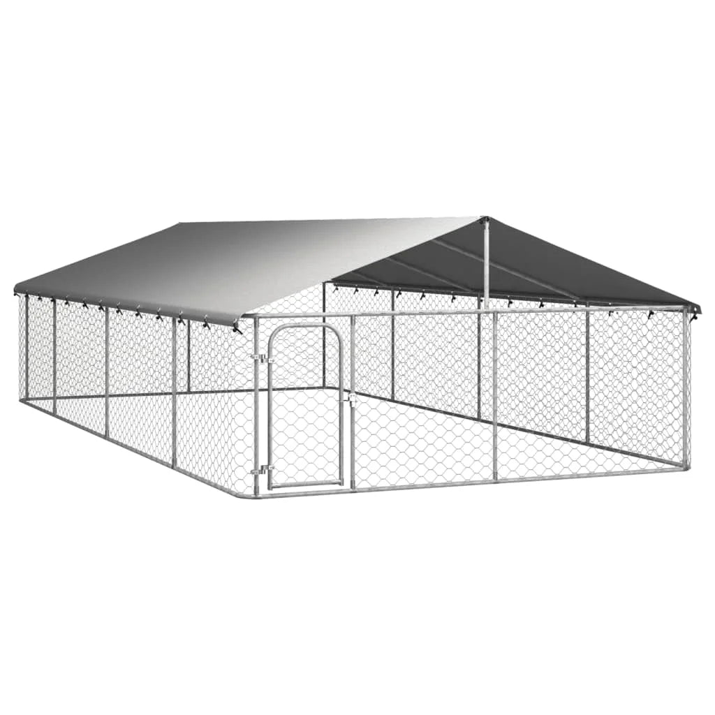 Large Outdoor Galvanized Steel Dog Pen w/Cover