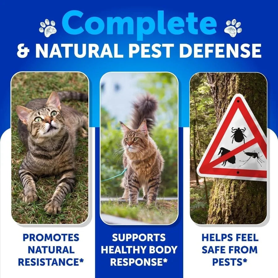 Flea & Tick Supplement, Natural Chews for Cats