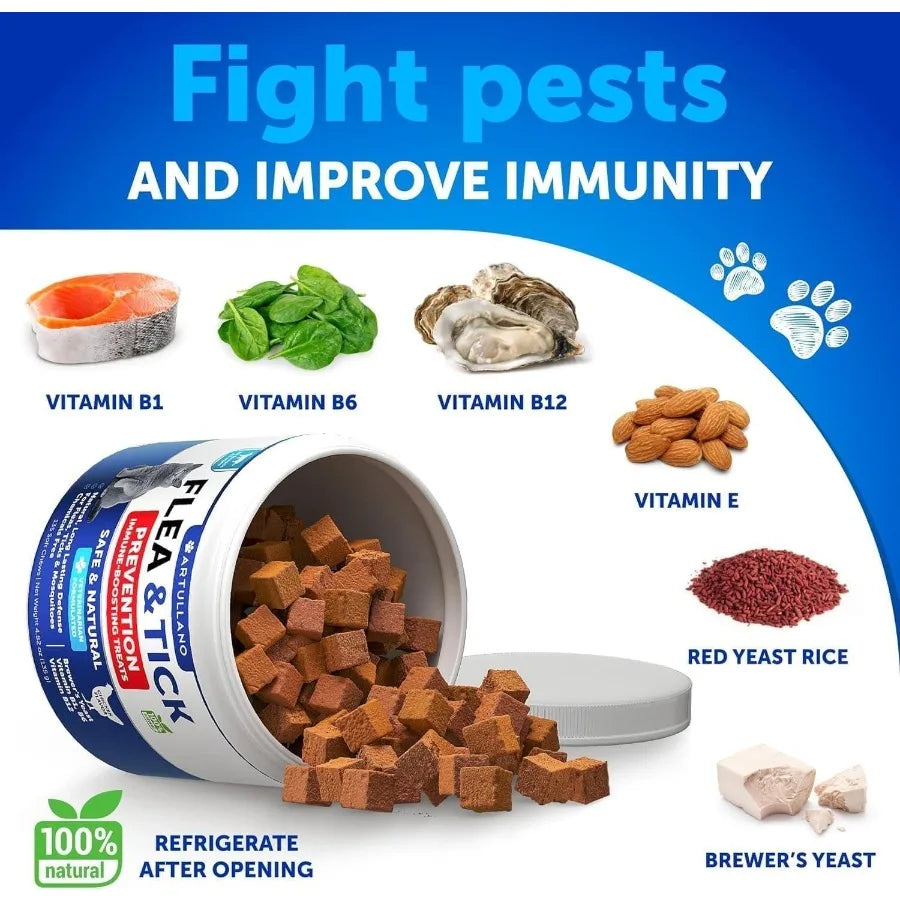 Flea & Tick Supplement, Natural Chews for Cats