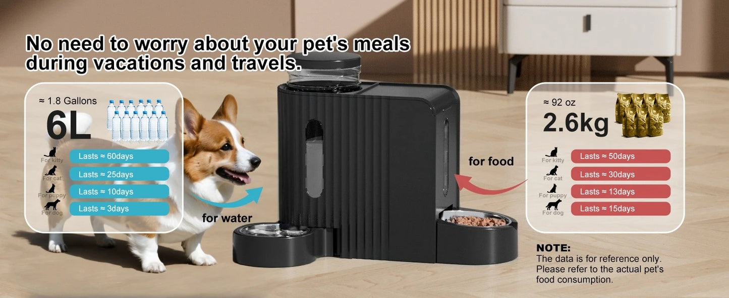 Automatic Gravity Pet Feeder and Water Dispenser