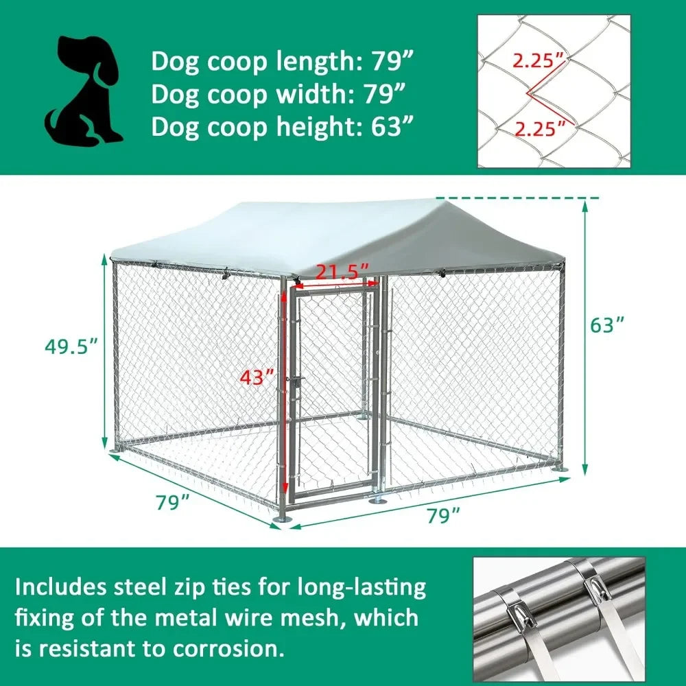 Large Heavy Duty Galvanized Chain Link Pet Enclosure