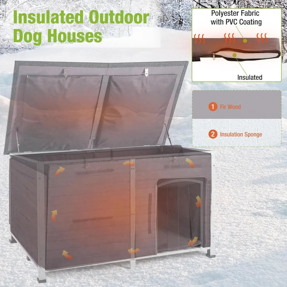 Outdoor Insulated Winter Dog House, 59.1"