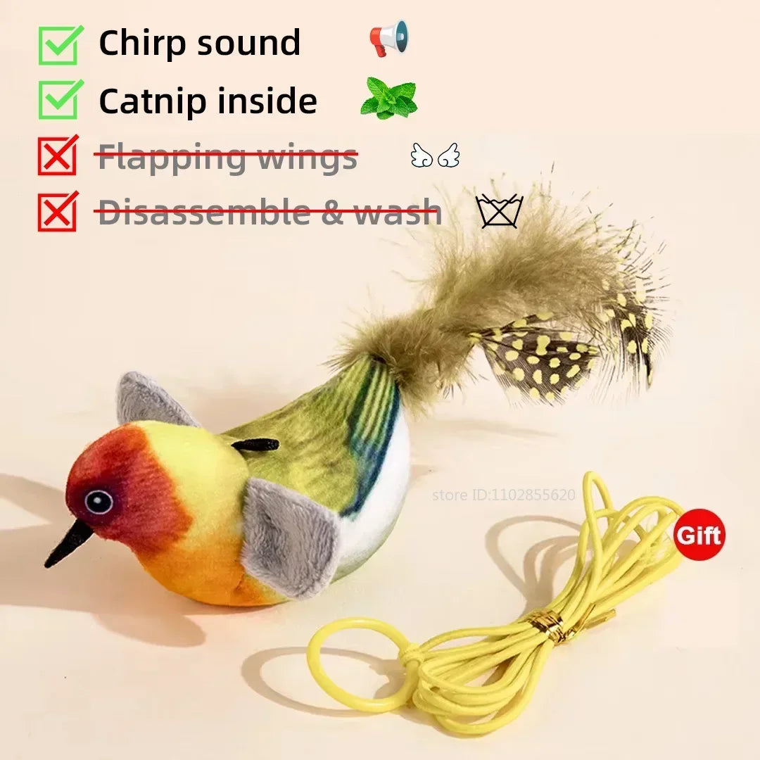 Touch Activated Chirping Bird, Interactive Cat Toy