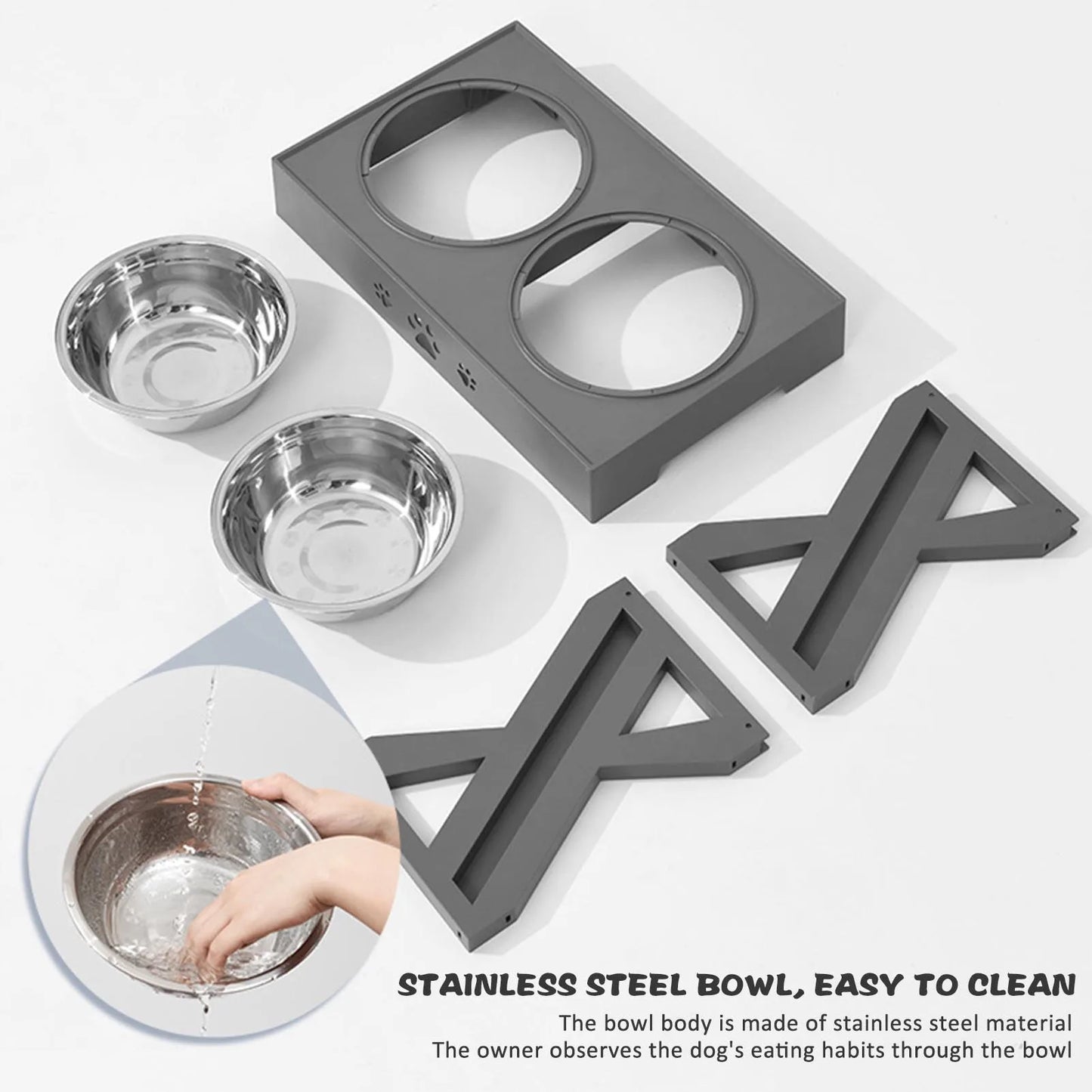 Stainless Steel Elevated Pet Bowls, Promotes Healthy Digestion