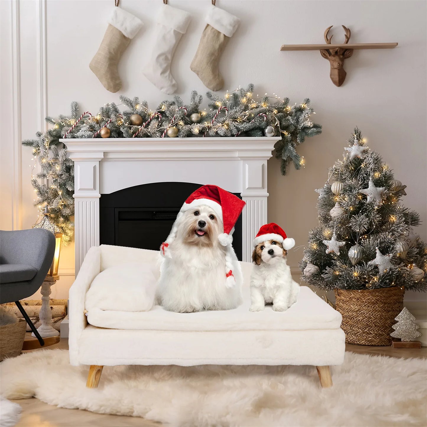 Elevated Sofa Pet Bed with Sturdy Wood Legs