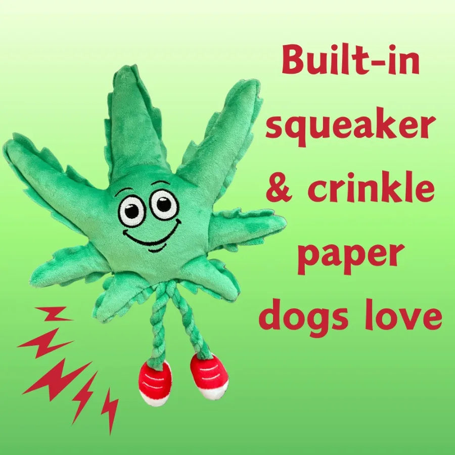 Funny Novelty Weed Leaf Squeaky Dog Toy
