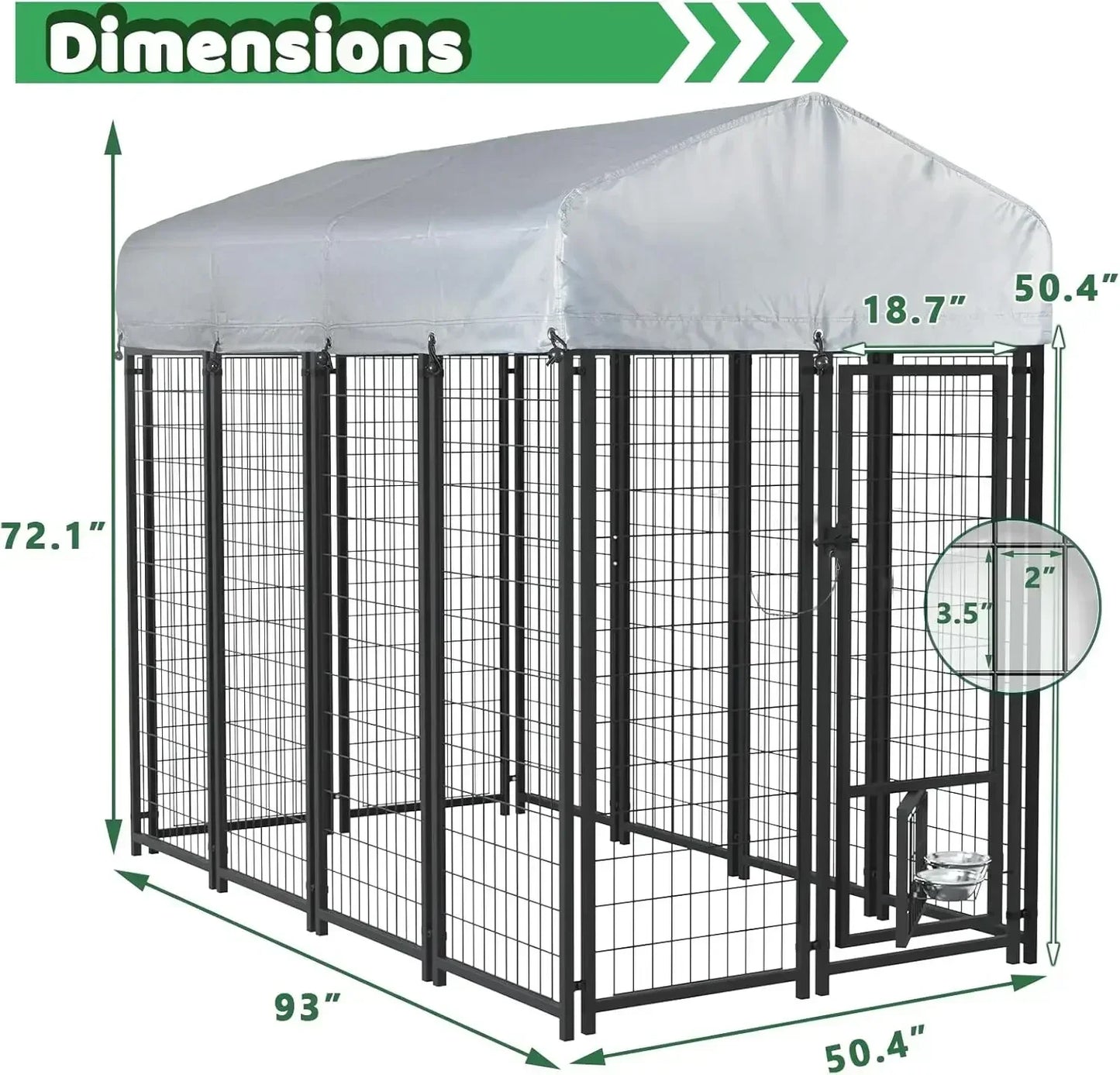 8x4x6ft Heavy Duty Outdoor Dog Kennel with Lock