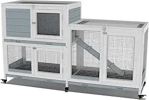 Two Floor Indoor Wooden Pet Hutch on Wheels