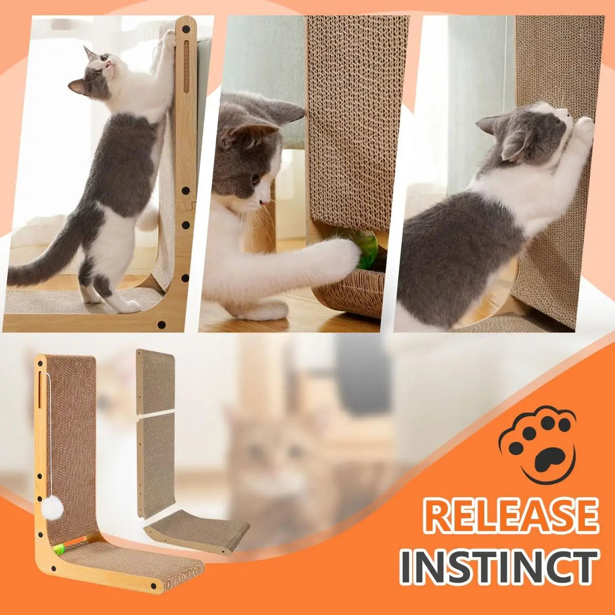 Indoor Cat Scratching Post, L Shape
