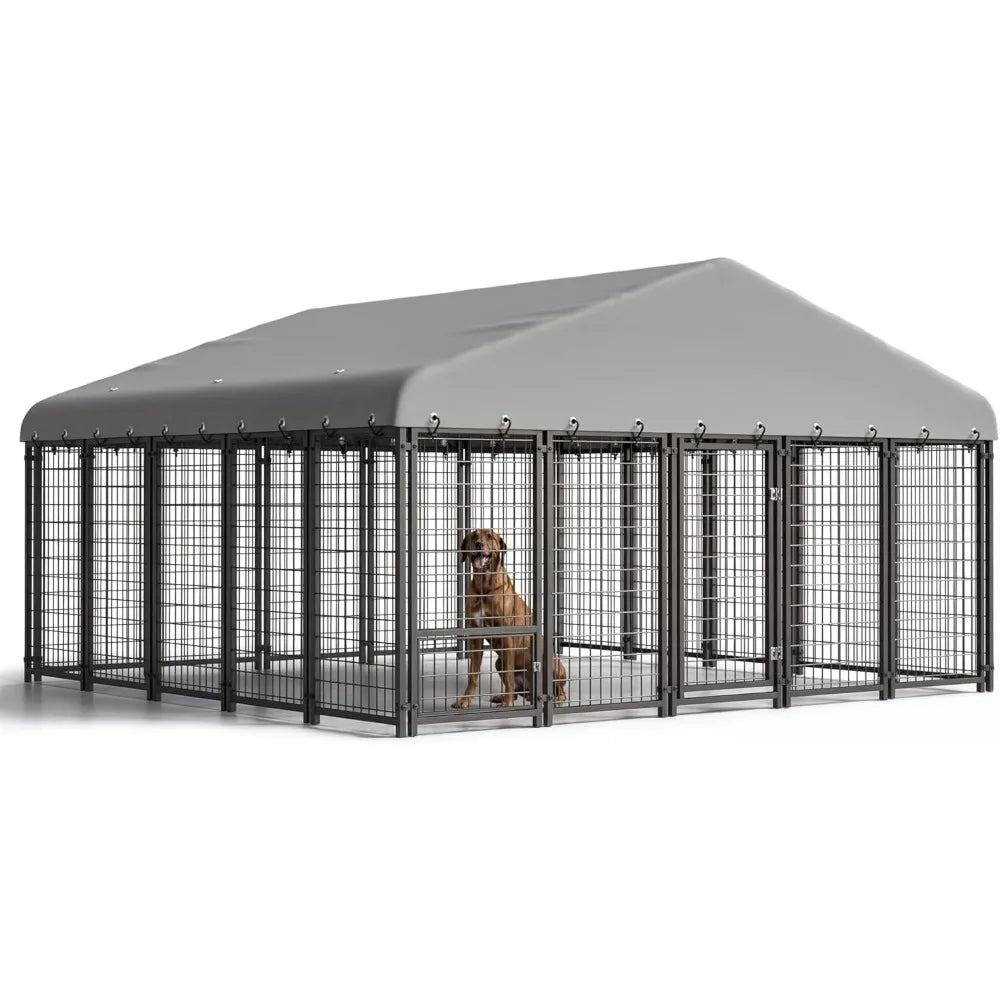 Outside Heavy-Duty Dog Cage with Roof and Double Lock