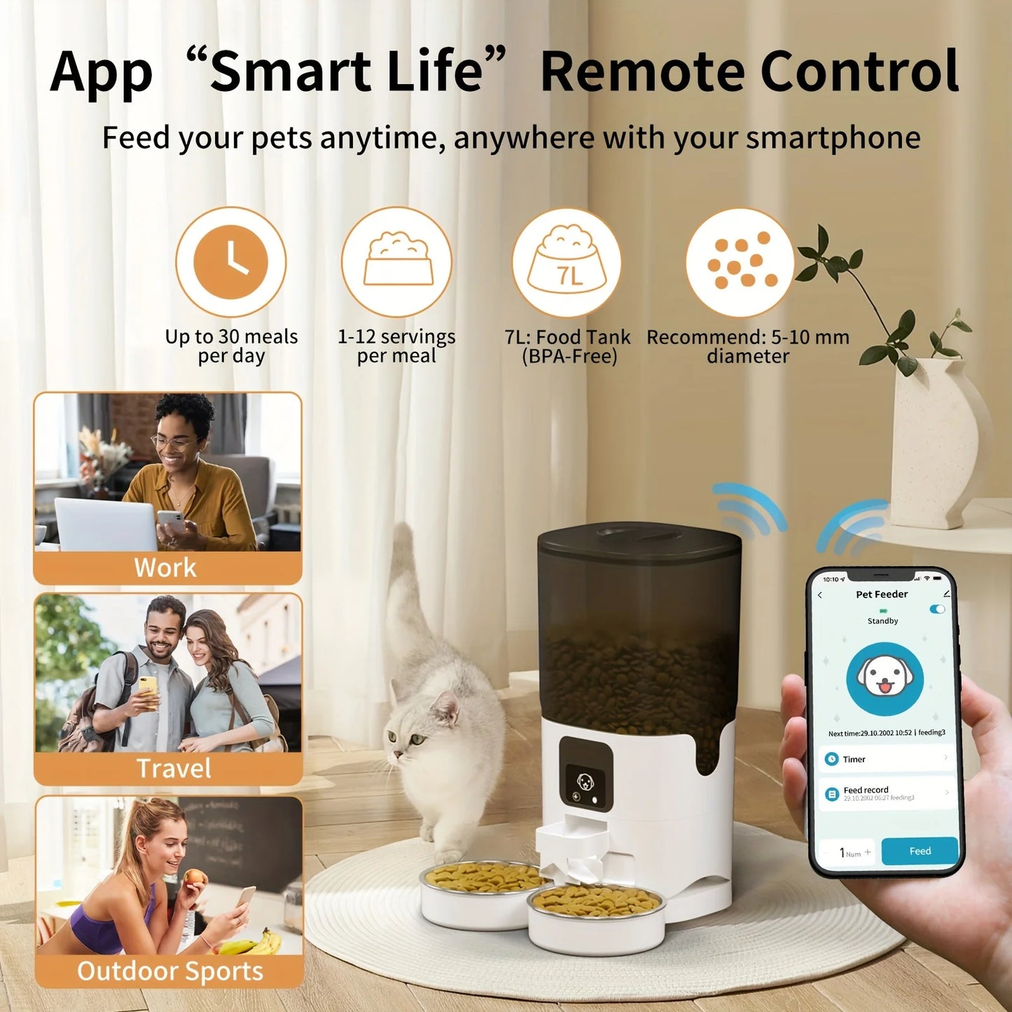 Double Bowl, Wifi Connect Timer Dosing Smart Feeder